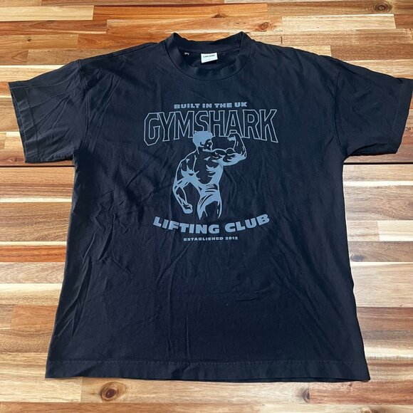 Gymshark Shirt Mens Larg Black Lifting Club Graphic Gym Fitness Workout Training - Picture 1 of 9
